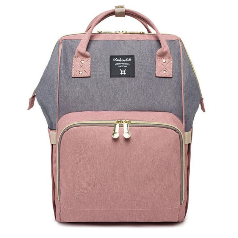 Dokoclub Baby Windel Tasche Große Kapazität Windel Tasche Reise Rucksack Mumie Pflege Taschen Multifunktionale Mutterschaft Tasche für Mutter: Rosa grau