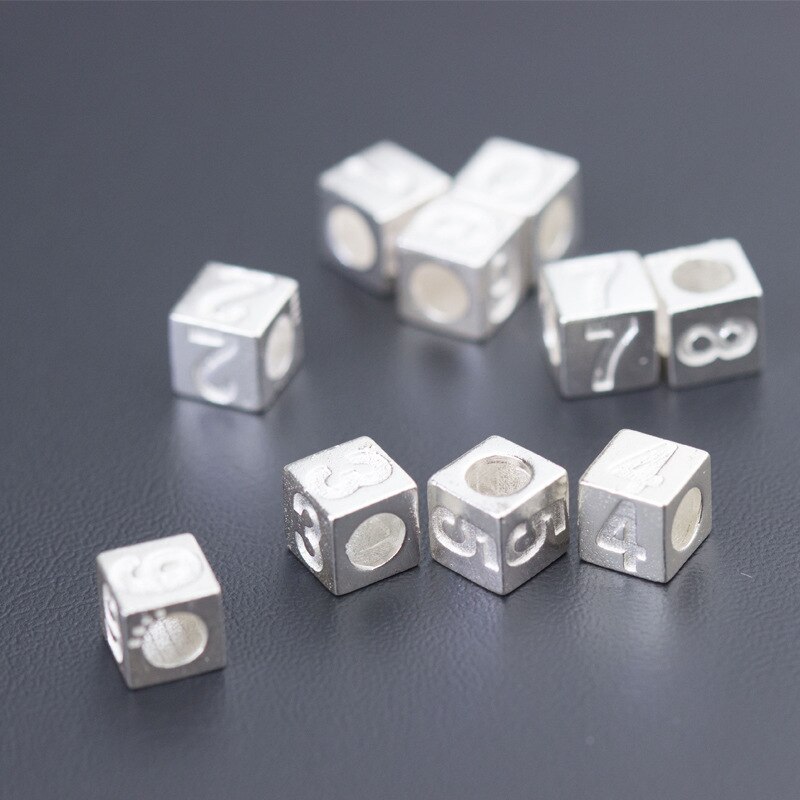 Argento sterlina 925 Numero Quadrato Branelli Del Distanziatore 6 millimetri Braccialetti Fatti A Mano Regalo di Fascino Argento Perline FAI DA TE Gioielleria Raffinata Che Fanno I Risultati