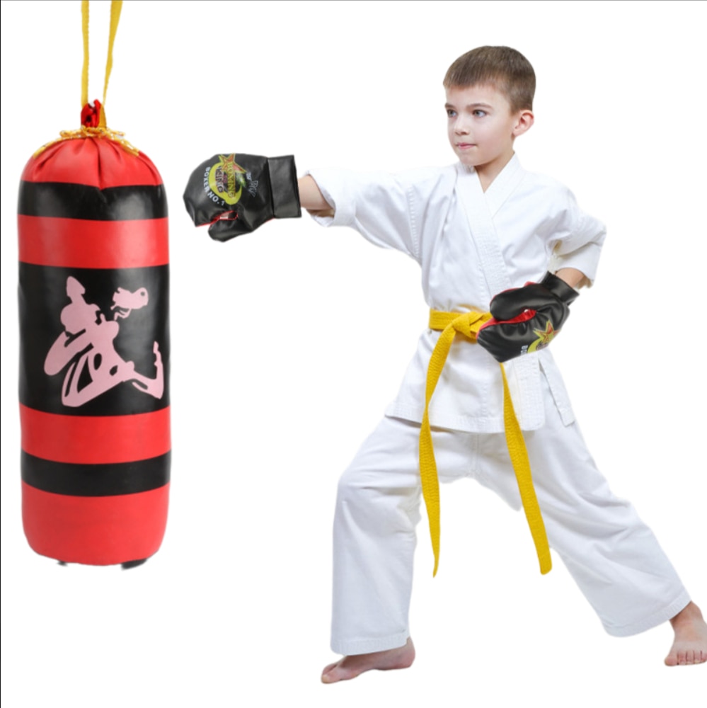 Kids Boxing Gloves Games Set Toys Karate Muay Sport Sand Bag Gloves Spider Training Punching Bag for Boys Outdoor Toy Target Bag