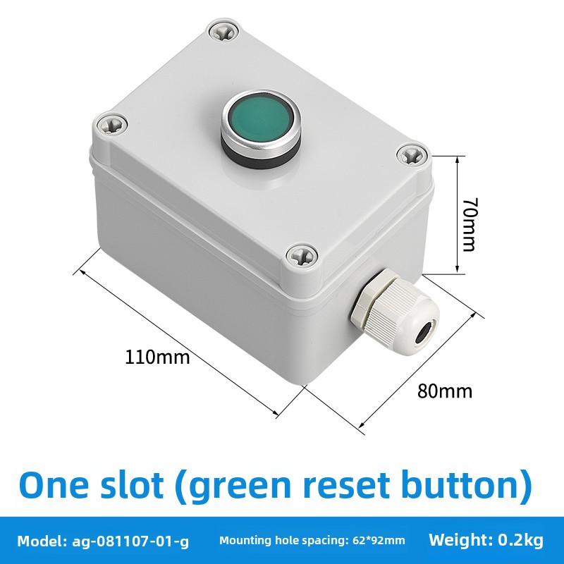 Push button switch, control box, mains switch, electrical control box, emergency start/stop indicator button, protective housing: Black-and-white