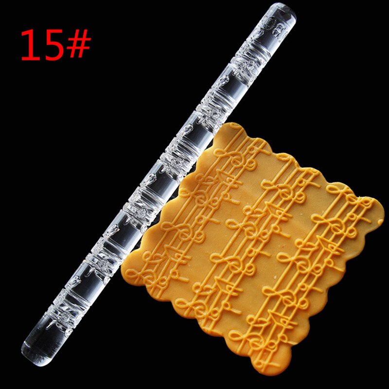 Textured Embossing Rolling Pin Fondant Cake Roller Bakeware Tools Decorating Pastry Tools Cup Top Non-stick Rolling Pin: 15