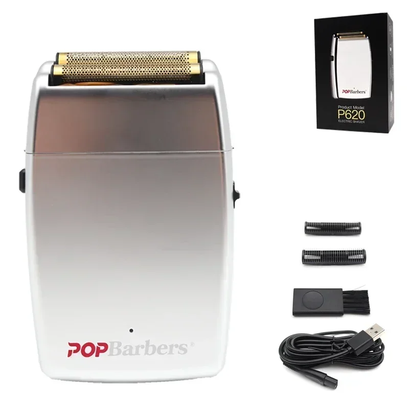 11000 RPM POP Barbers P620 Electric Men's Beard Trimmer Double Foil Shaver Electric Shaver USB Hair Cutting Machine: Pink