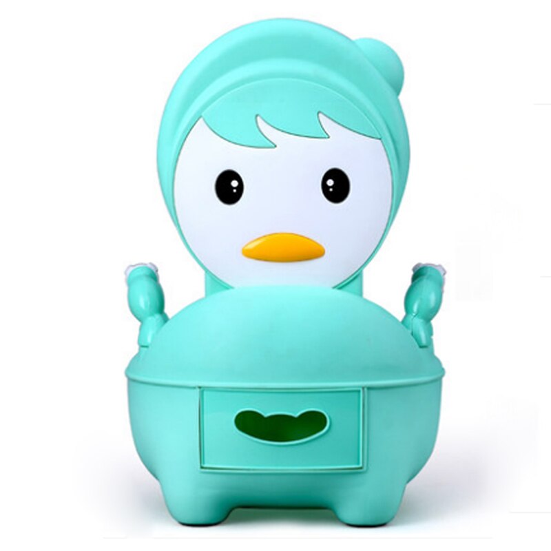 Grappig Pinguïn Baby Potje Voor Kinderen Plastic baby potties Mooie voor kinderen Voor Gratis Potje Borstel: green