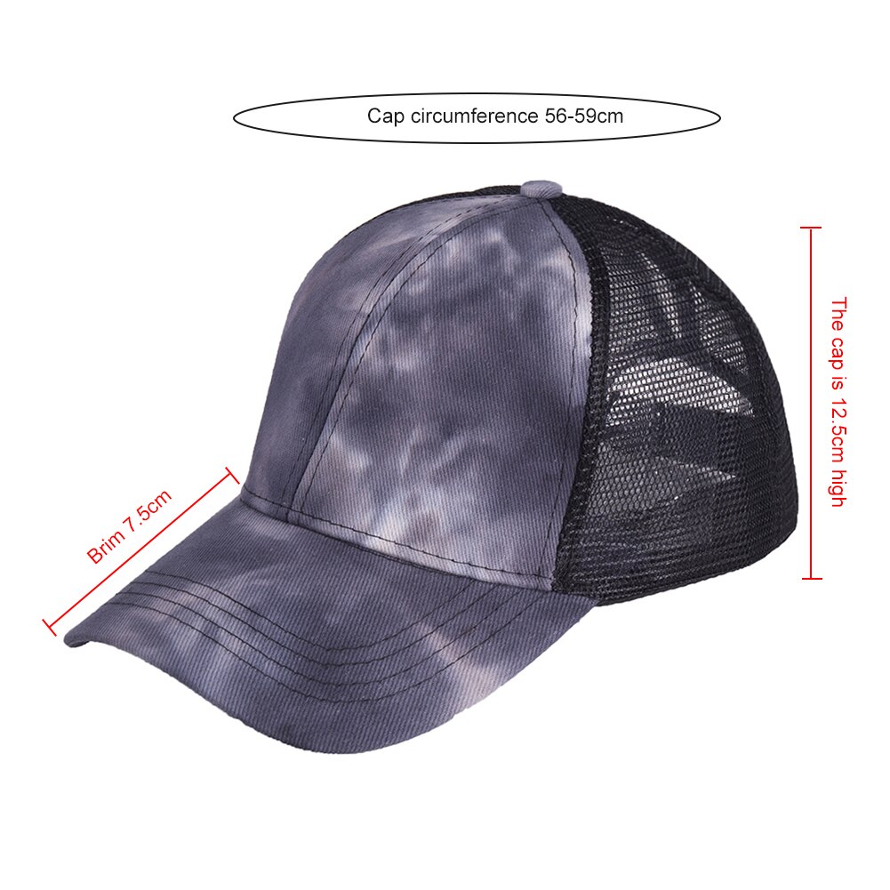 Tie Geverfd Paardenstaart Baseball Cap Mesh Ponycap Snapback Vrouwen Mannen Verstelbare Zomer Outdoor Fietsen Sport Casual Zonneklep Hoed