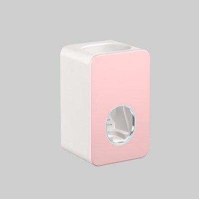 Distributeur mural automatique de dentifrice et porte-brosse, ensemble d'accessoires de salle de bains, pressoir de pâte à dents, distribution toilette, outil de suspension: Pink-A