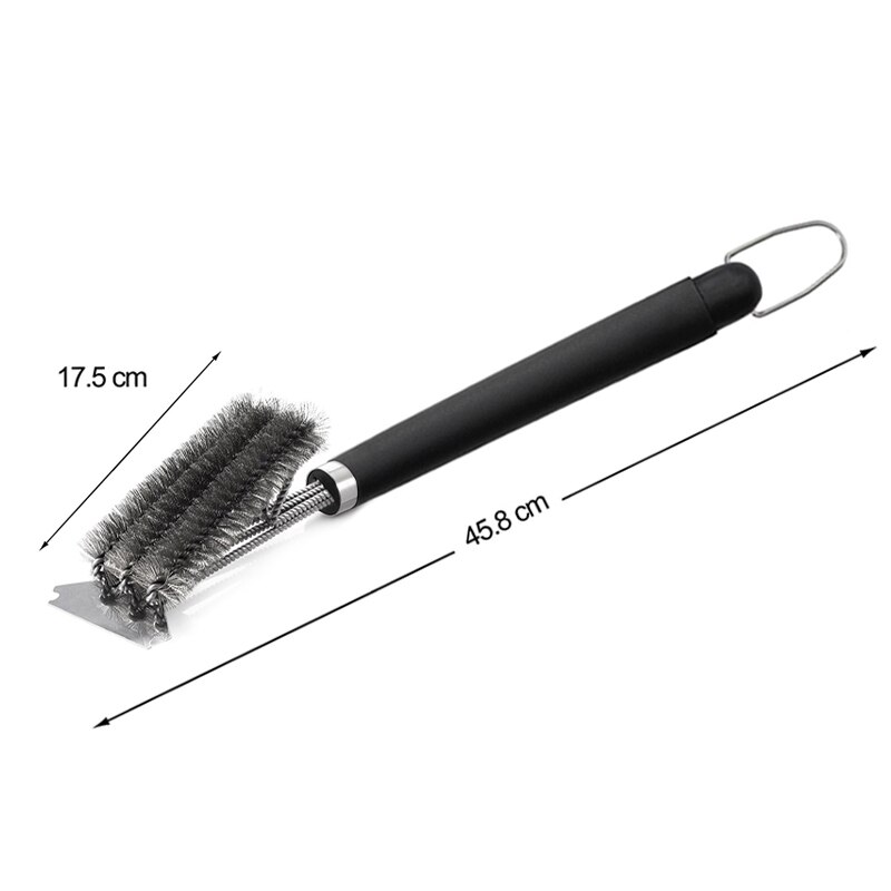 Barbecue Grill BBQ Brush Stainless Steel Grill Cleaning Brush 3 In 1 Barbecue Grill Brushes BBQ Clean Tool Cooking Accessories: 45.8x17.5cm