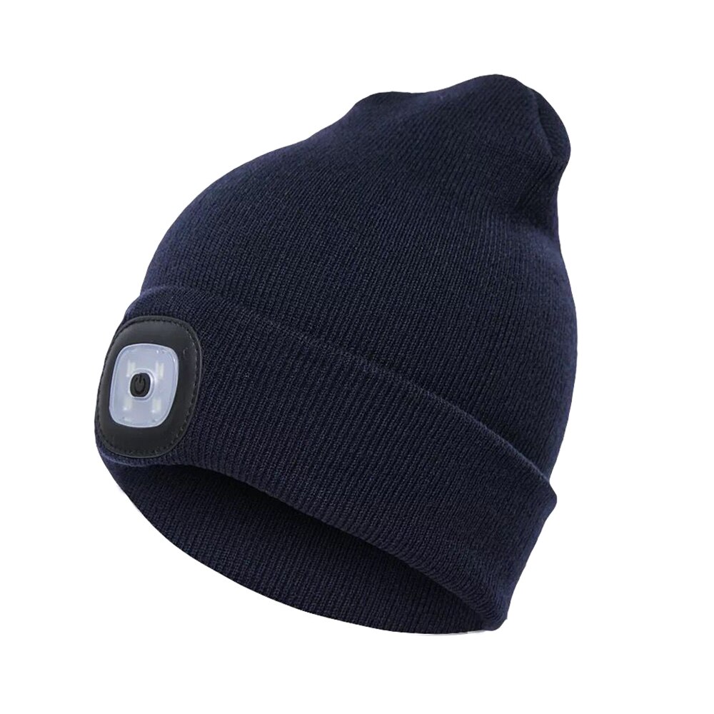 Unisex kintted hatt byggd -in 4 st ledde lampor höst vinter varm mössa mössa utomhus ficklampa lampa för camping fiske löpning