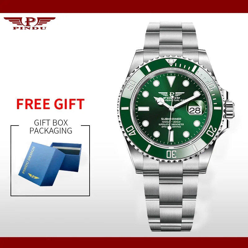 Reloj Hombre PINDU Water Ghost Reloj de pulsera mecánico para Hombre 40MM Reloj automático de cerámica de lujo para Hombre Relojes Masculino: Rosa