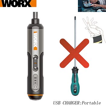Worx 4V Mini Electrical Screwdriver Set Smart Cordless Electric Screwdrivers WX240 Handle Drill USB Rechargeable pencile: Default Title