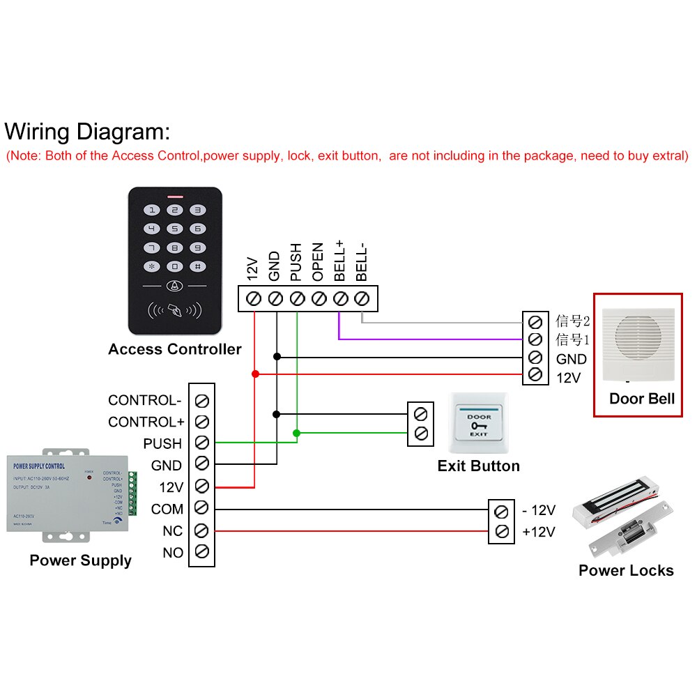 12VDC Wired Doorbell with 4 Wires White ABS Plasti... – Grandado