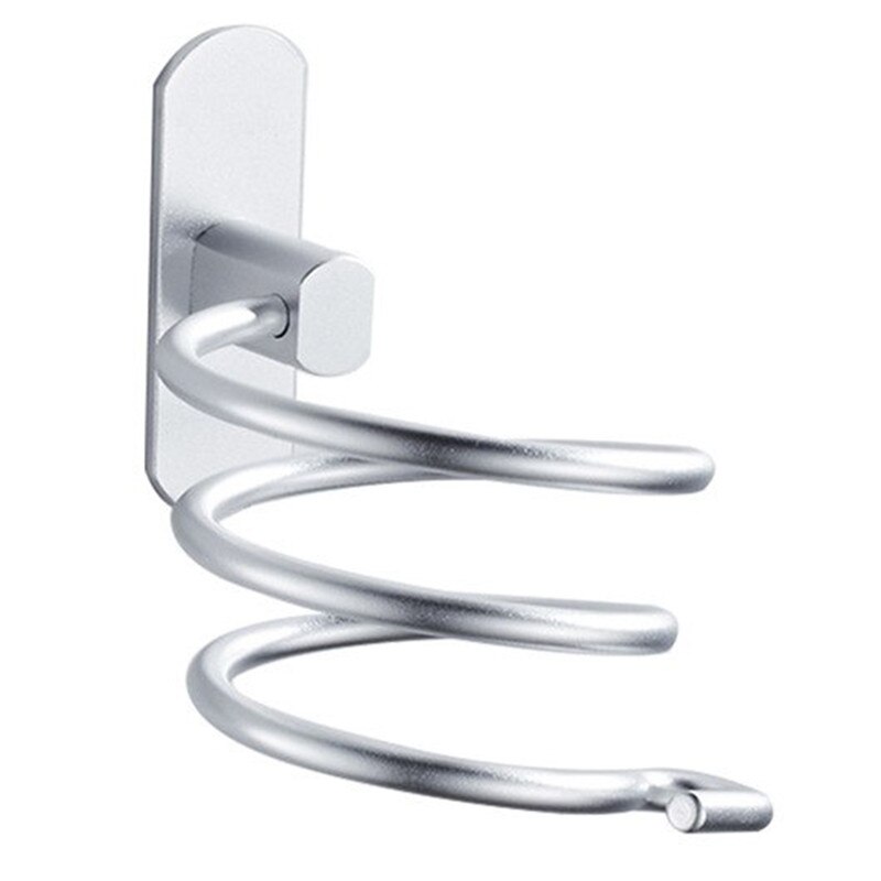 Étagère murale en spirale pour sèche-cheveux | Offre spéciale en aluminium pour salle de bain, étagère murale pour sèche-cheveux, directe: Argent