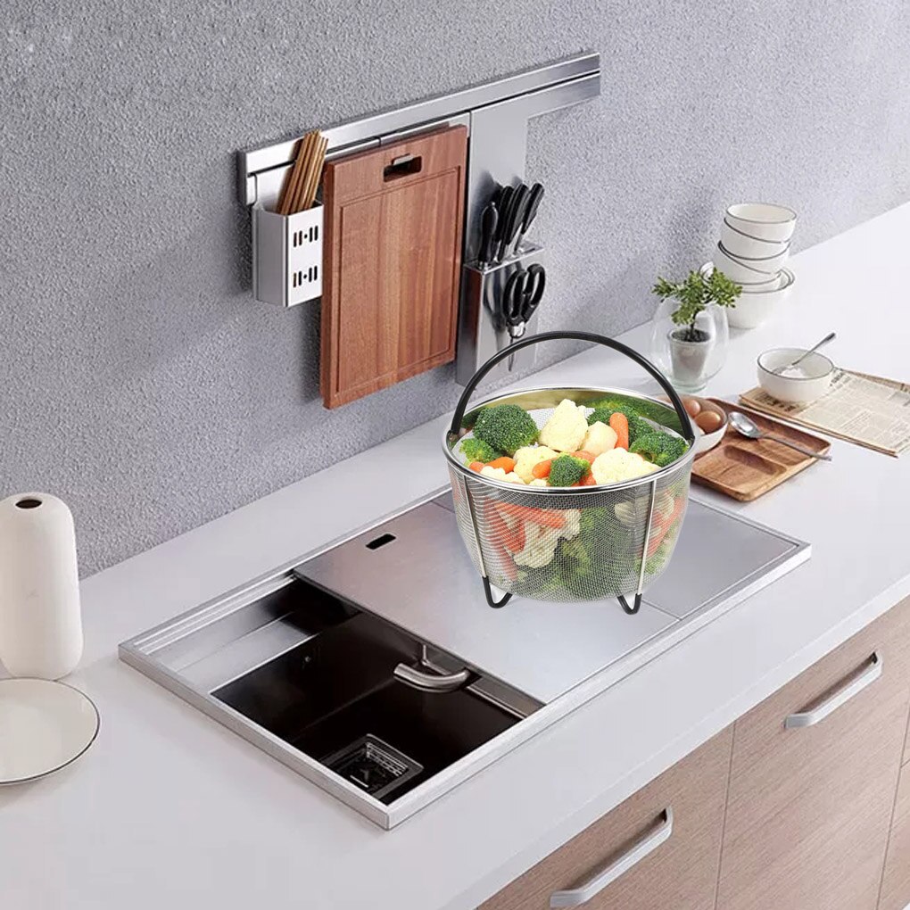 Snelkookpannen Stoomboot Mand Rvs Zeef Stoom Ei Vlees Veggie Insert Dampende Tool