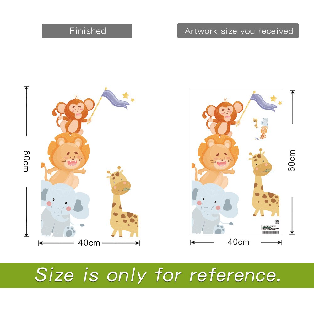 Jungle dyr wallstickers til børneværelser safari børneværelser baby boligindretning plakat abe elefant giraf vægmærkater