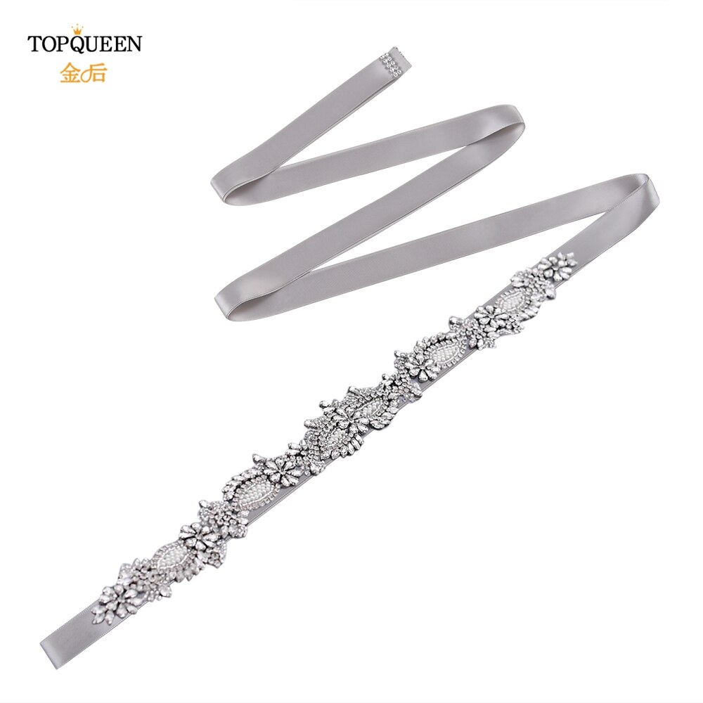 Topqueen  s481 brudekjole bælter og skærper elfenben brudepige kjoler bælte rhinestone beaded bælte brude bælte champagne bælte: Grå