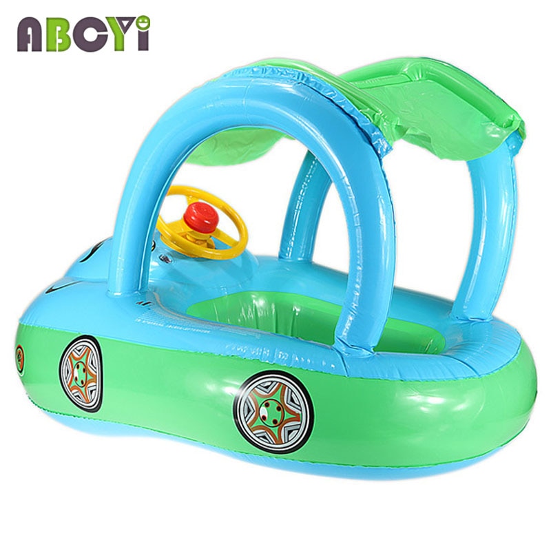ABC Car Sunshade 6-36 month Baby Inflatable Float Seat Boat Children Inflatable seat Swimming Ring with trumpet & steering wheel