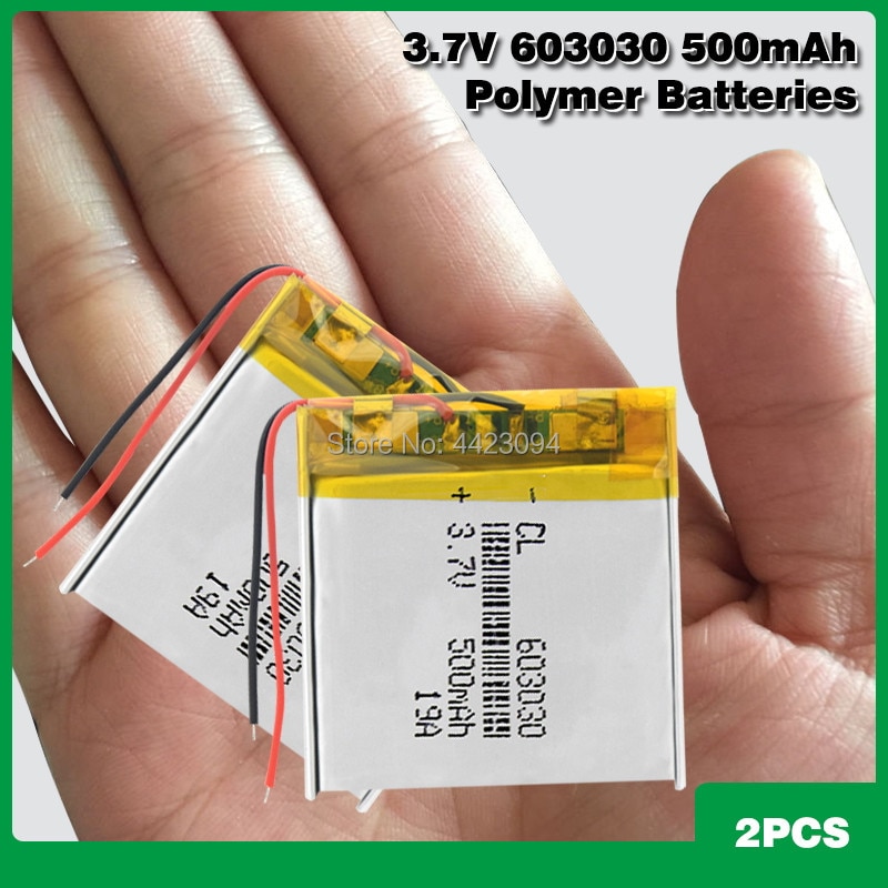 ANLB 3.7V 500mAh 603030 Batteria Ricaricabile Li-Po - Speaker Bluetooth, Smartwatch, Lettore MP3: 2 pz