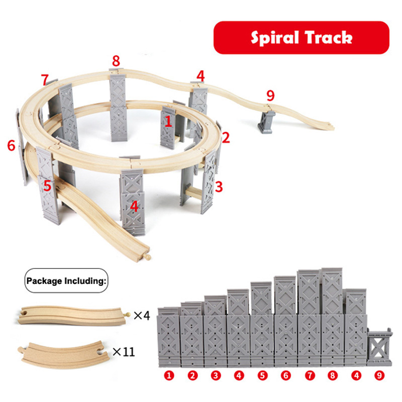 Wooden Railway Tracks Plastic Spiral Orbit All Kinds Bridge Piers Accessories fit for Thomas Biro All Brands Wooden Tracks Toys