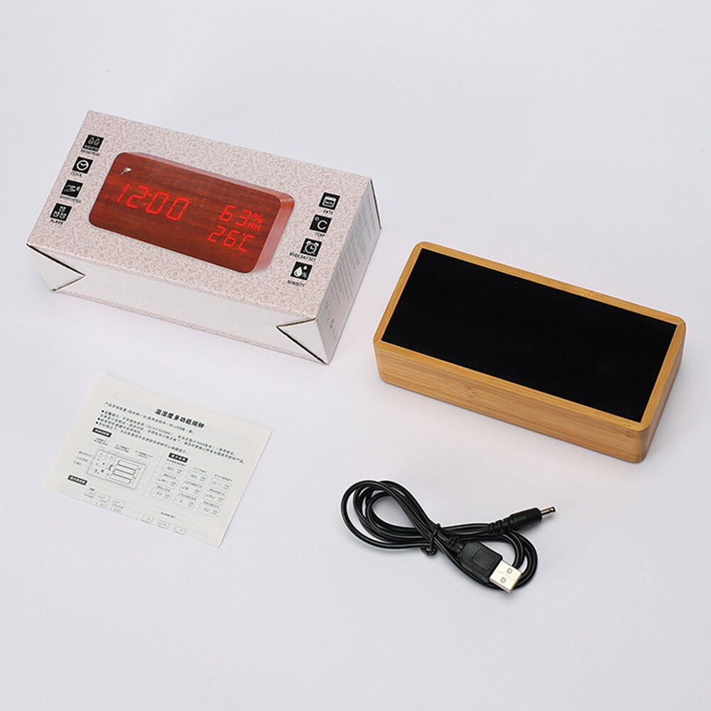Rechargeable Alarm Clock Temperature Humidity Monitor Table Alarm Clocks Sound Control Snooze LED Digital Clocks Desktop Clocks