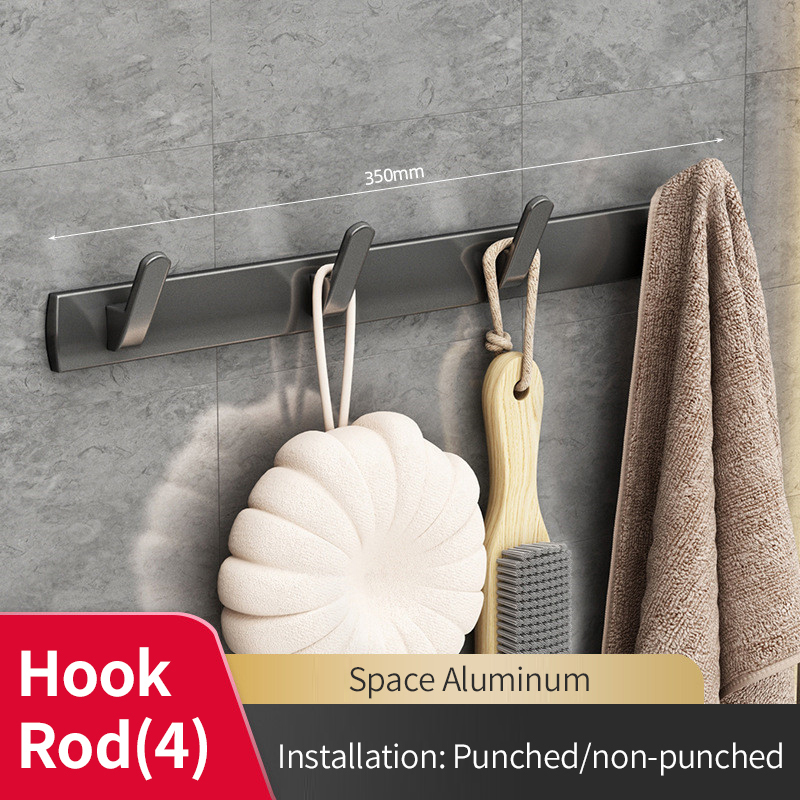 Bathroom Storage Rack Multifunctional Wall-mounted Adjustable Storag Rack Waterproof Load-bearing Holder Toilet Bathroom: A 4hooks