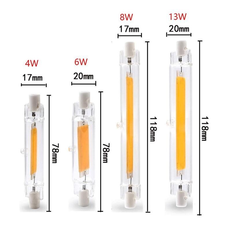 78mm/118mm r7s led kolbe pære belysning halogen dobbelt vinkel stråle 360- grader sluttet base til arbejde, sikkerhed, landskabslys  f0 s 1