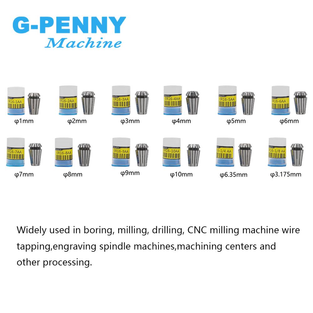 ER16 collet chuck set 12cs from 1mm to 10mm high Precision 0.008 Spring Collet for CNC milling lathe tool and spindle motor