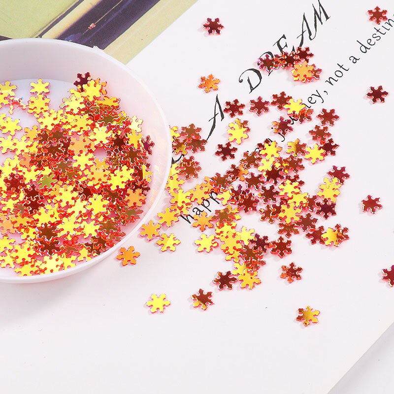 4.5Mm 1500Pcs Diy Pailletten Sneeuwvlok Vorm Manicure Accessoires Pailetten Nail Decoratie Diy Materiaal: Orange