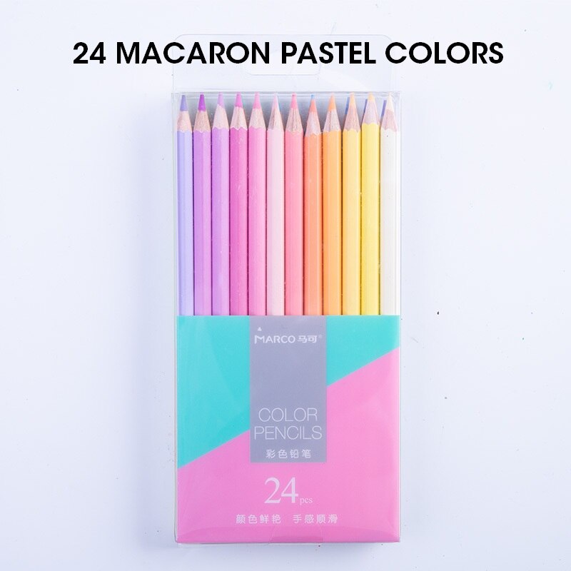 Andstal – crayons de couleur professionnels, ensemble de crayons de couleur Macaron Pastel, fournitures de papeterie artistique Marco, 12/24: 24 Pastel Hexagon