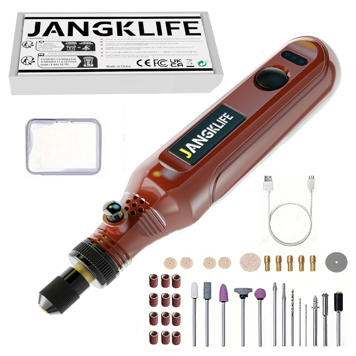 Kit de herramientas rotativas inalámbricas USB, pluma de grabado para carpintería, bricolaje para joyería, Mini Taladro Inalámbrico de vidrio y Metal: Rojo