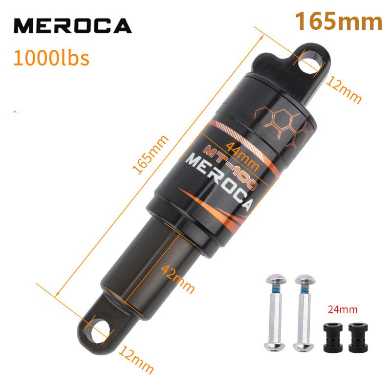 MTB road bike electric scooter E-bike Rear Shock Absorber 125mm 150mm 165mm 190mm RE 750/850/1000LBS Soft Adjustable Suspension: 165mm