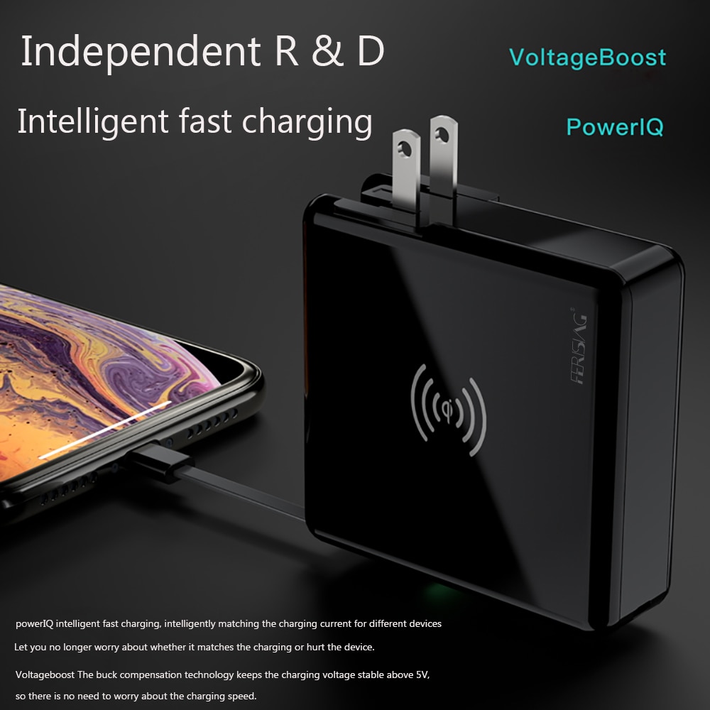 FERISING 10000mAh 15W Wireless Power bank + PD Fast Quick Charge Type-C USB C QC3.0 Powerbank for iPhone Samsung Xiaomi Charger