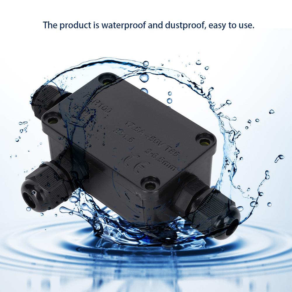 IP66 Ich bin Freien Wasserdichte Kabel Anschluss Terminal Kreuzung Kasten Mini 1 in 2 aus 3-6,5mm Kabel Verteilung Kasten schwarz