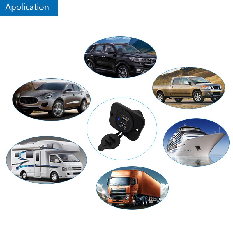 Dual Auto Usb Adapter Oplader Voor Motorcycle Auto Truck Atv Boot Mini Auto Charger Sigarettenaansteker Auto-Oplader 12V 24V