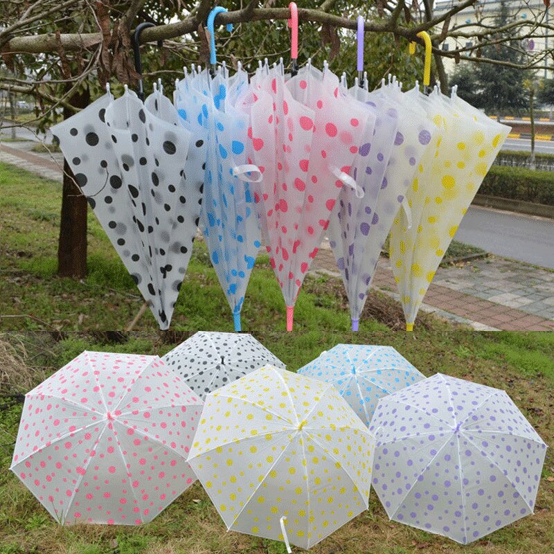 Paraguas transparente de lunares para mujer, paraguas transparente para caminar, lluvia, Brolly, decoración de boda