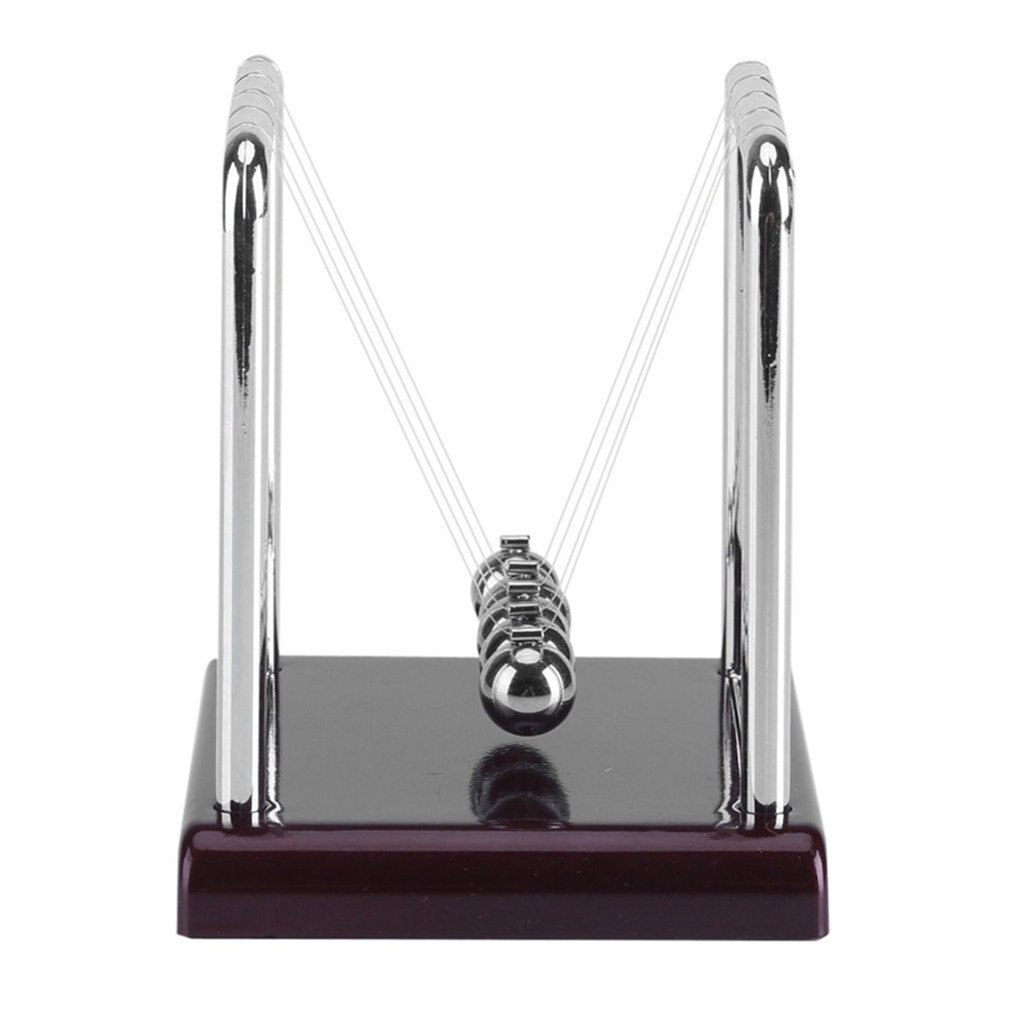 Newtons Cradle Balance Balls With Mirror Black Wooden Base Fun Gadget Pendulum For Office And Home Decoration-Mirror Ball: Default Title