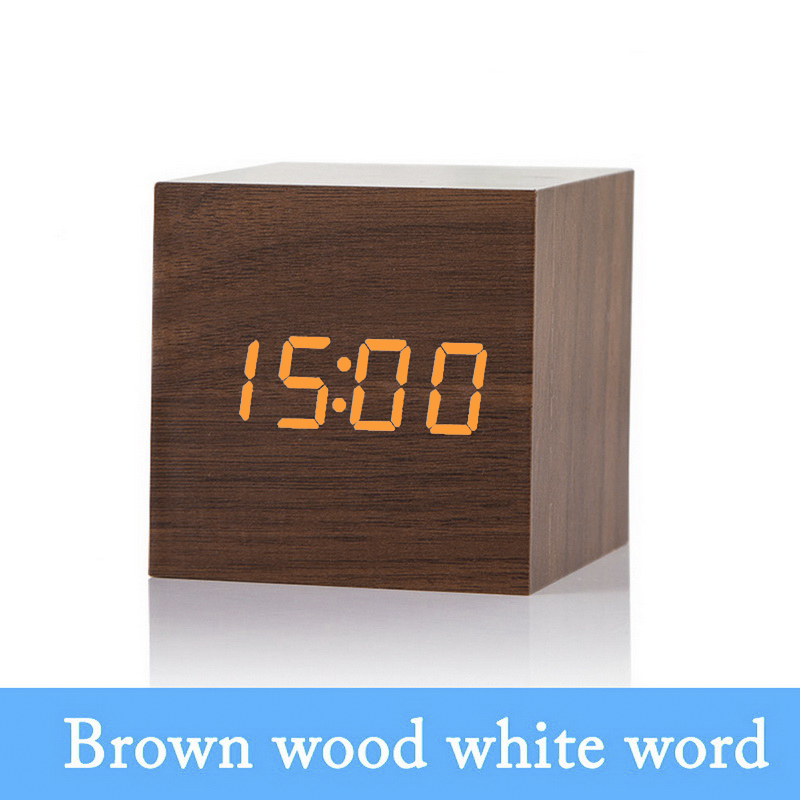 LED Wooden Clock Digital Alarm Clocks Desktop Table Clocks Electronic Voice Control Temperature Display Despertador Home Decor: L