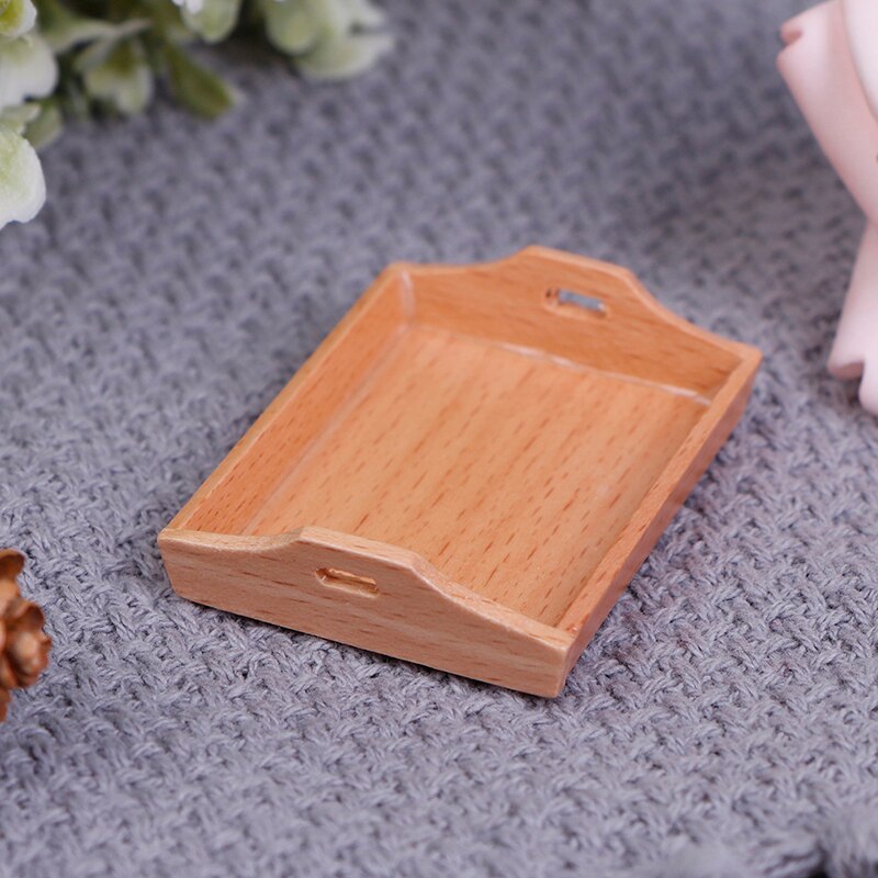 1/12 Dollhouse Miniature Wooden Plate Simulation Tray Model for Doll House Decor