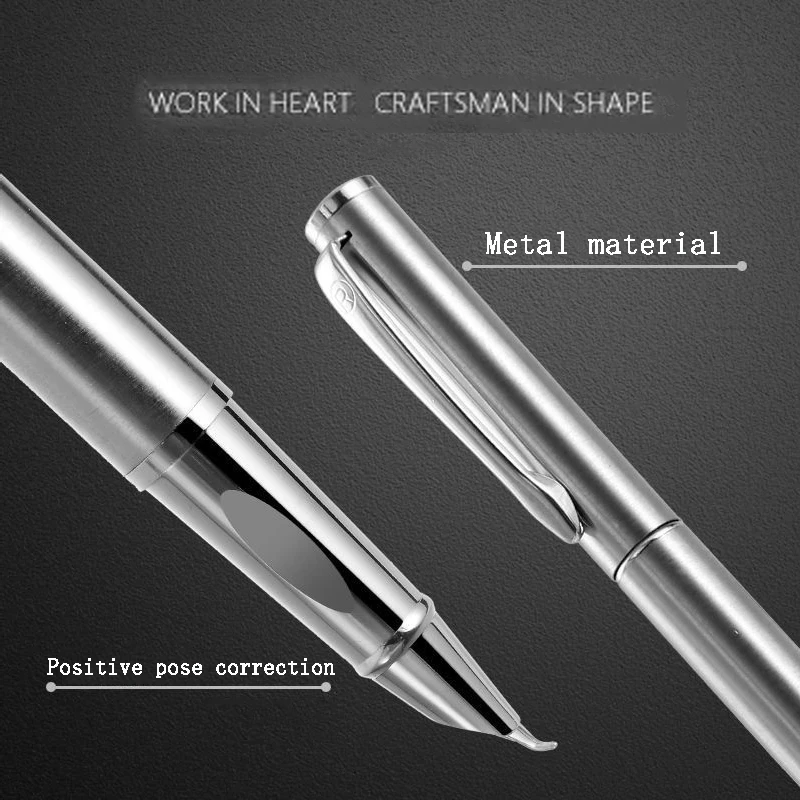 Silber Brunnen Stift 0,8/1,3mm Gebogene Spitze Schüler Kalligraphie Praxis Stift Geschäft Unterschrift Schule Schreiben Werkzeuge Versorgung