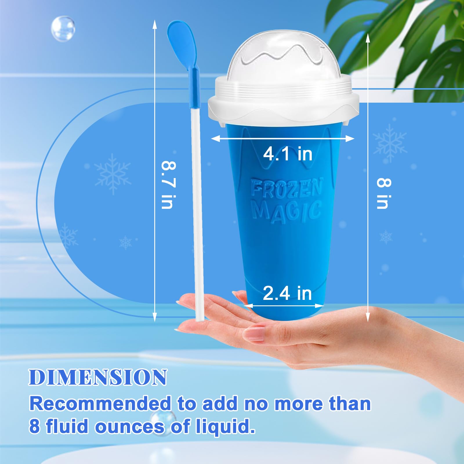 Taza Slushie DIY, tazas mágicas para hacer granizados, taza portátil para jugos, leche y helado, sílice de doble capa con tapa y pajita