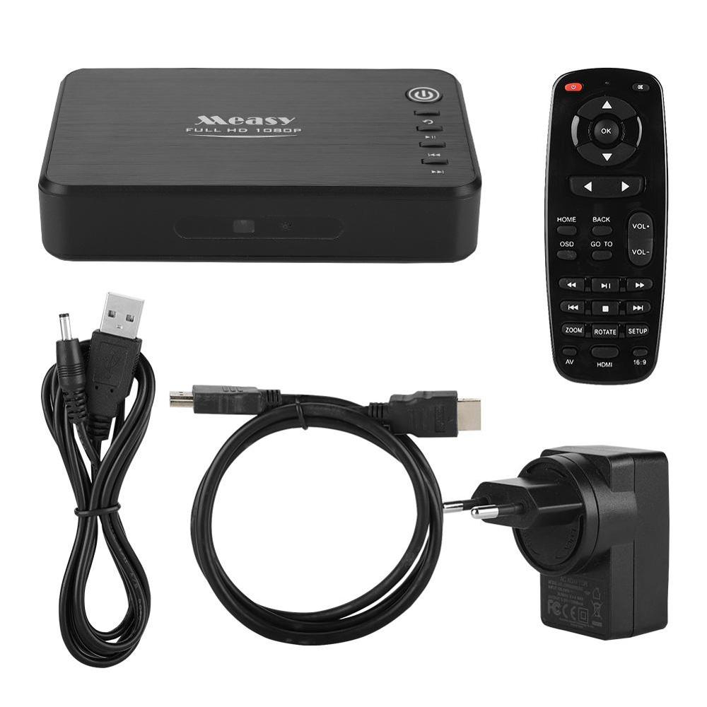 Measy A1HD Full HD Media Player Multimedia Portable 3D Hard Disk 1080P HD Video Audio Player Support USB and SD Card 100-240V: EU Plug