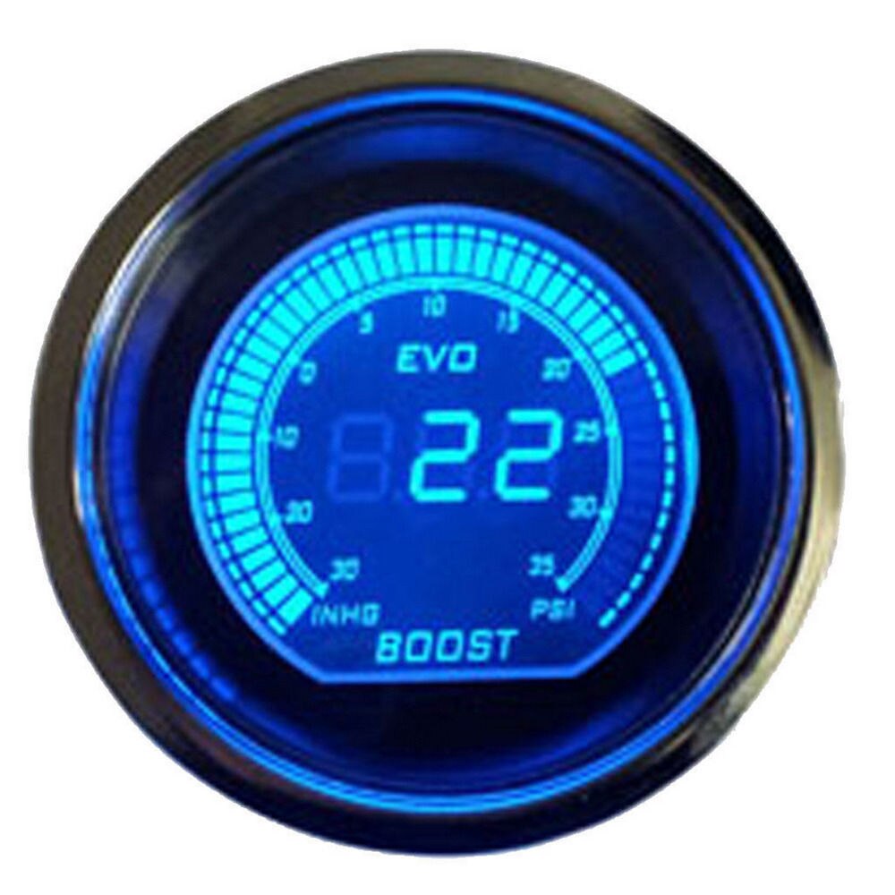Ee support 2 &quot; 52mm blå røde led lys universal biltilbehør digitale ure psi vakuum turbo boost måler