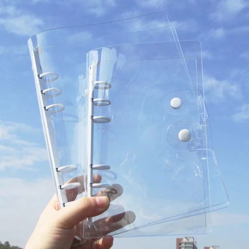 Clear PVC Notebook Cover Standard 6 Rings A6/Notebook Cover Protector 6 Round Ring Binder Loose Leaf Folder for Notebook Diar: A5-white