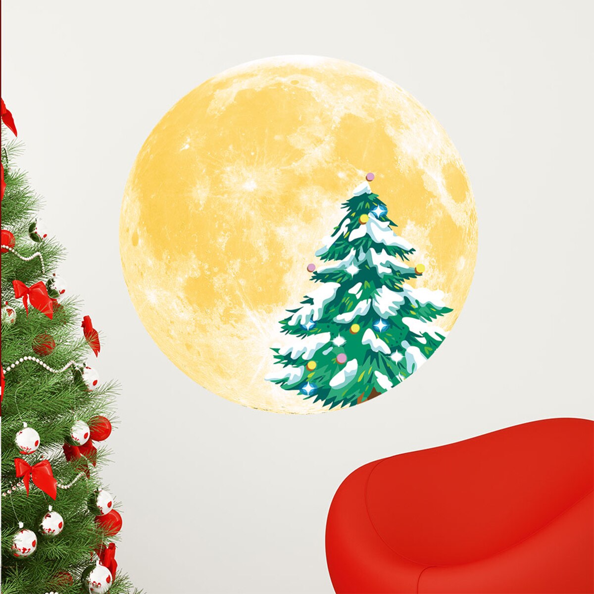 Wall Stickers Christmas Glowing PVC Stickers Wall Posters for Bedroom Living Room Yellow/Green: 2