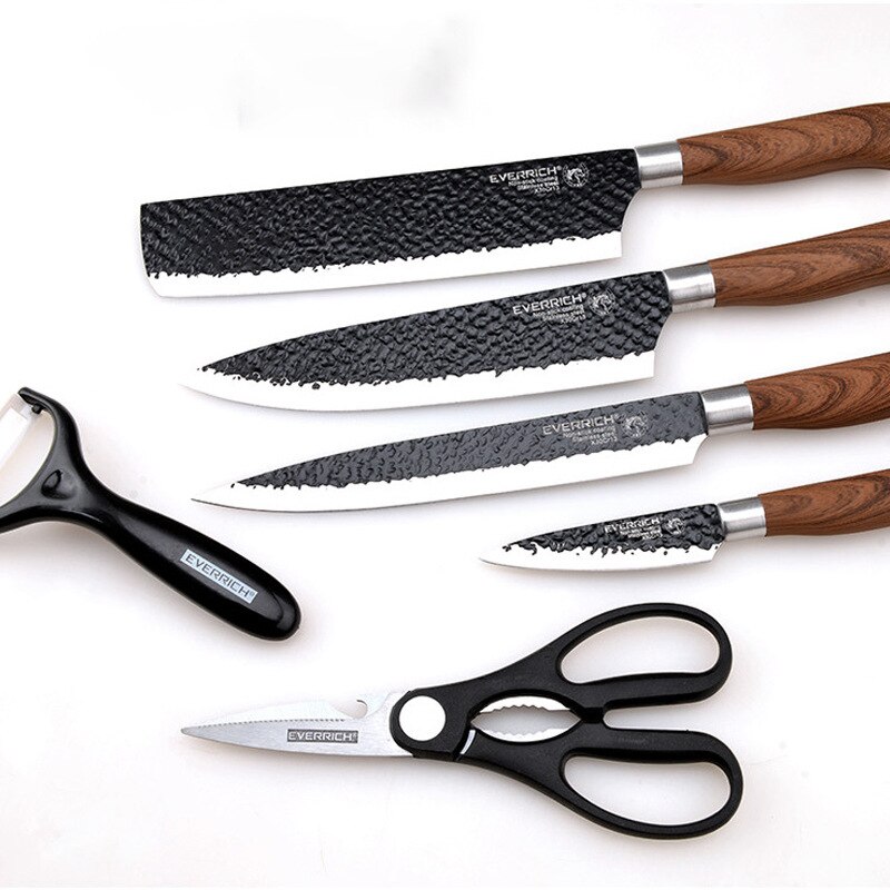 Køkkenknive i rustfrit stål sæt værktøjer smedet køkkenknivsaks keramisk skræller kokskærer nakiri skærekniv sag
