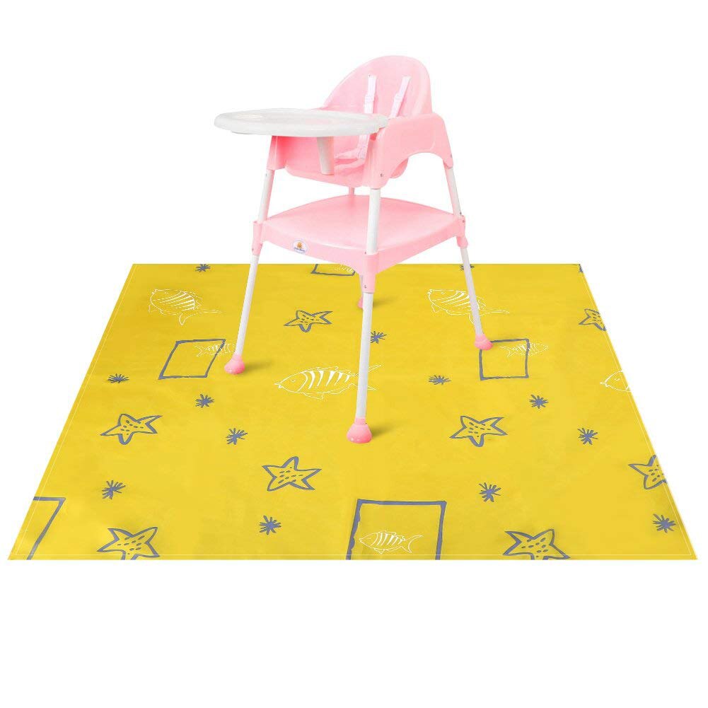 Fodring anti-slip stænkmåtte tegneserie print vaskbar splat baby til højstol vandtæt gulvbeskytter tilbehør foldbar