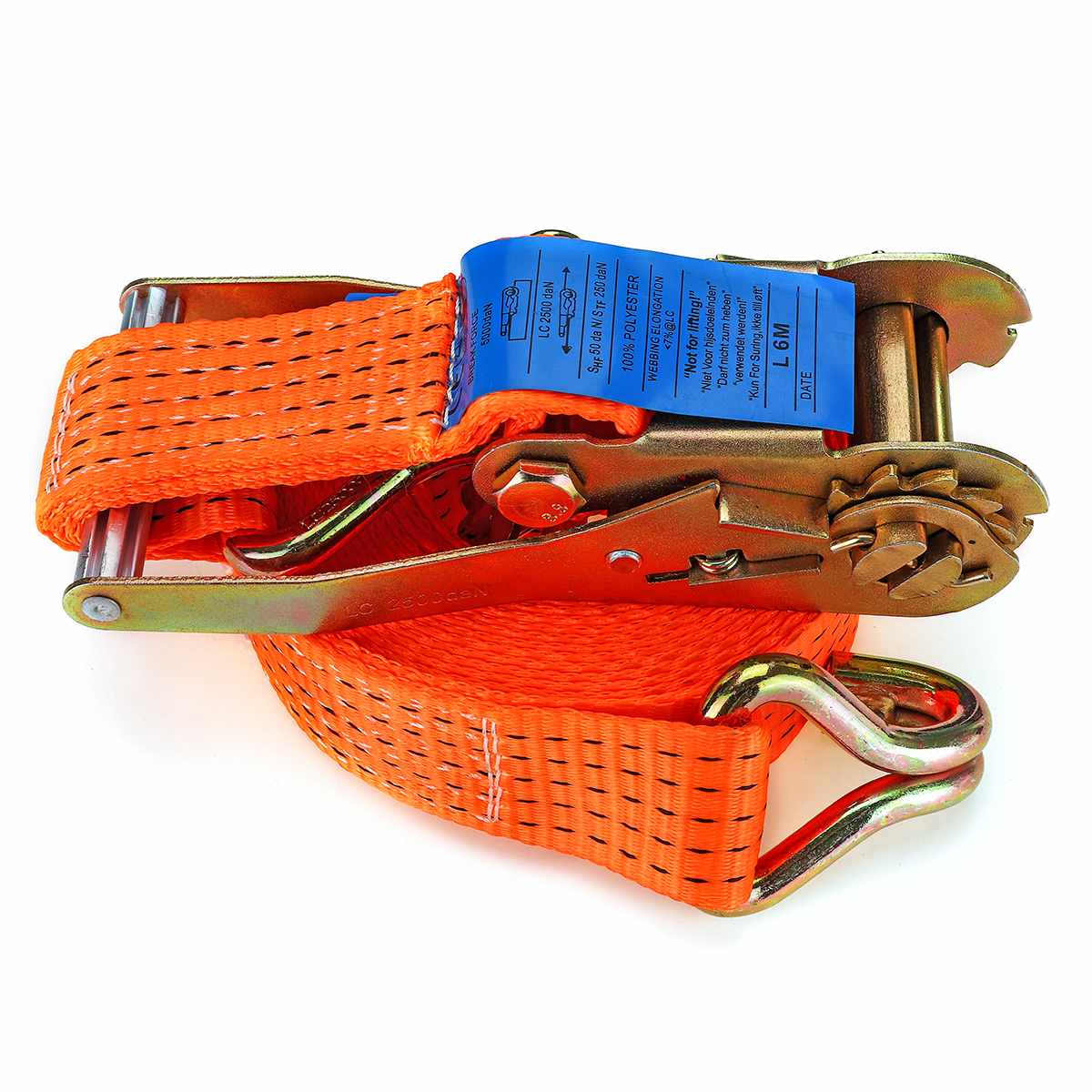 Draagbare Zware Tie Down Cargo Strap Bagage Sjorren Sterke Spanband Riem Dubbele J Haken Met Metalen Gesp 6M 5 Ton