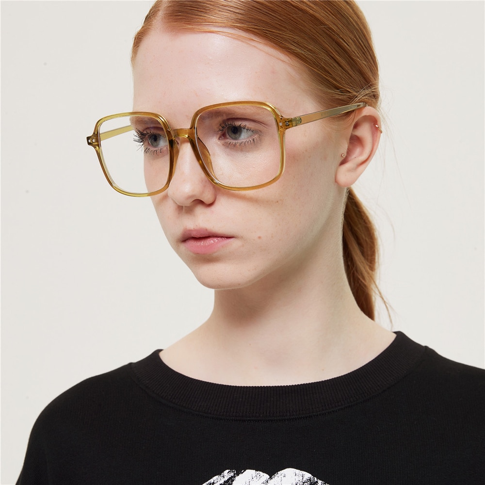 Peekaboo big blue light glasses for computer eye protection eyewear frames men square retro rivets transparent green