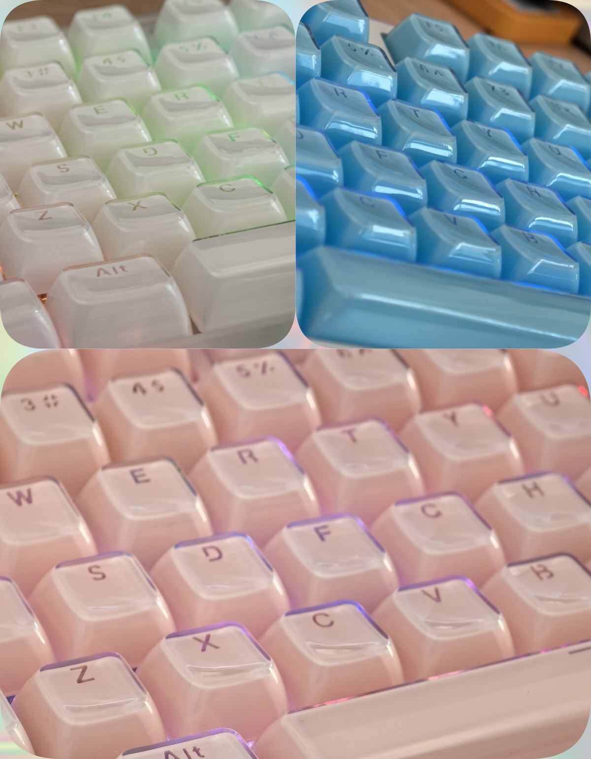 Capuchons de touches translucides ronds en MSI, profil OEM pour clavier mécanique, aucun MX, touches rétroéclairées en cristal de glace, barre d'espace ISO