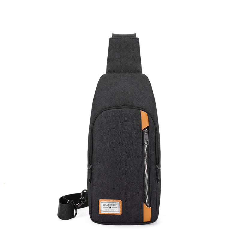 Goloen Wolf Anti-Theft Men's Messenger Bags Multi-pocket Sling Shoulder Bags Casual Chest Pack Laptop Travel Crossbody Bags Male: Black
