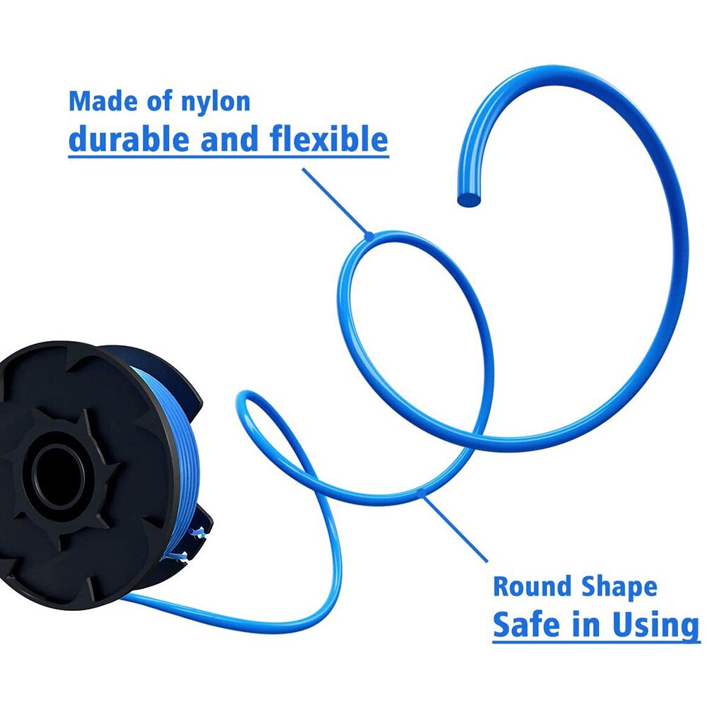 6Pcs Weeding Nylon Line Replacement Spools with 1 Cap for Ryobi Cordless Trimmer