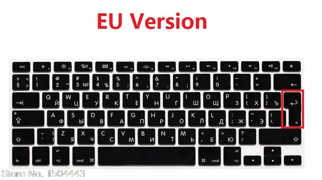 EU Euro US Version RUS Russian Keyboard Cover For Macbook Air Pro Retina 13 15 Rainbow Computer Keyboard Protector: EU Version black